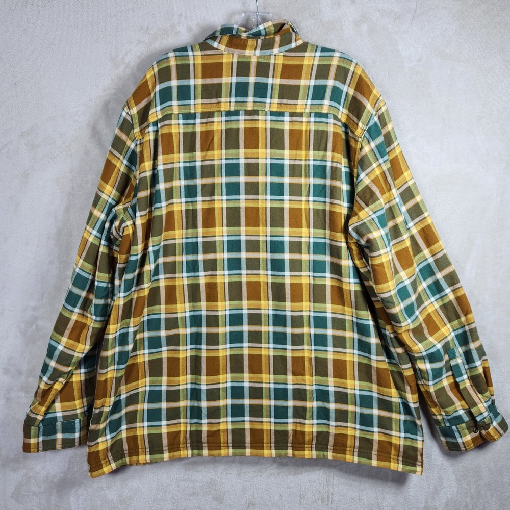 LL Bean Fleece Lined Flannel Shirt Mens XXL Allspice Plaid Snap Front Fitted NEW - Picture 2 of 10